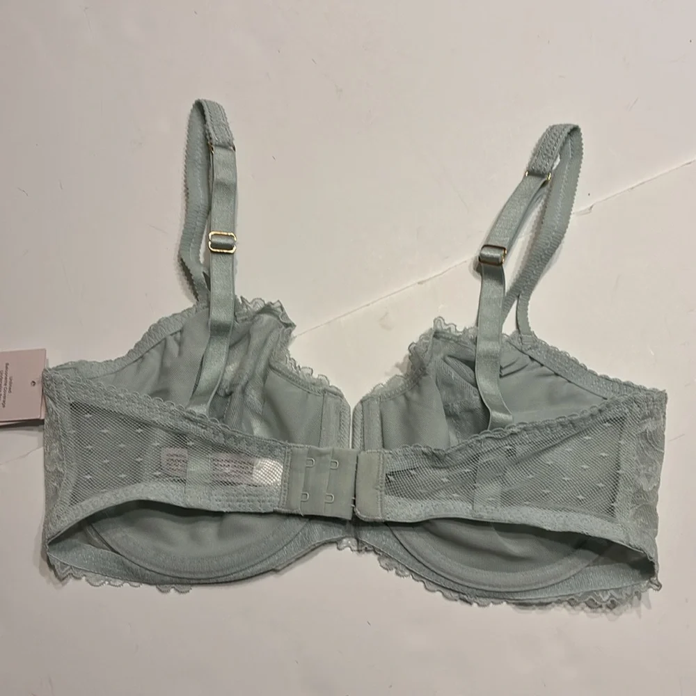 Auden Light Green Unlined Balconette Coverage Lace Underwire Bra